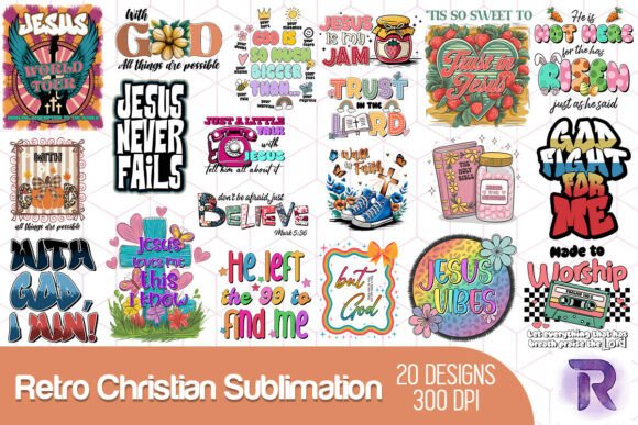 Download Retro Christian Sublimation Bundle - Sublimation Collection