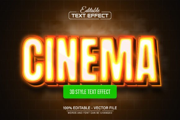 Download Cinema Yellow Neon 3d Text Effect - Premium Resources