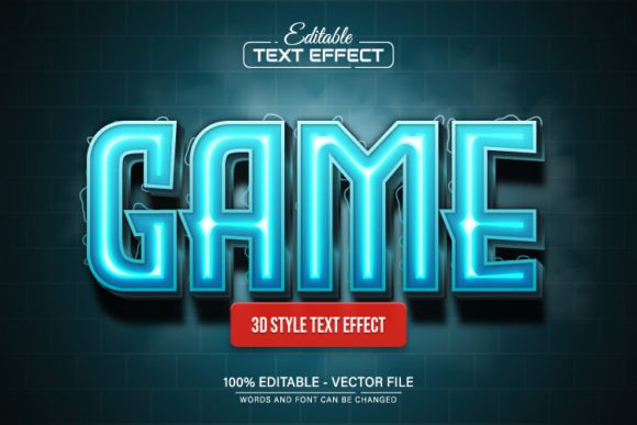 Download Game Blue Glowing Neon 3d Text Effect - Premium Resources