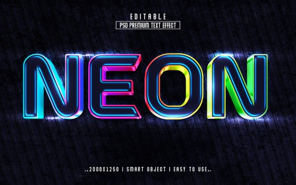 Download RGB Neon 3d Psd Text Effect - Neon 3d Collection
