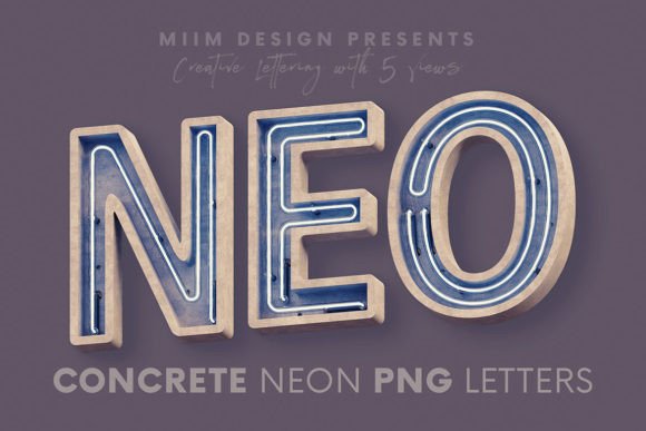 Download Concrete Neon 3D Lettering - Premium Bundle