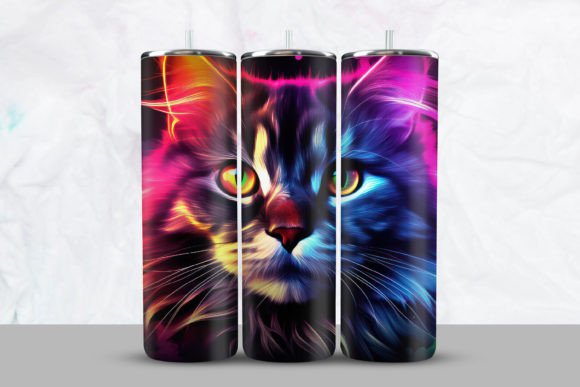 Download Neon 3D Cat Tumbler Wrap - Premium Bundle