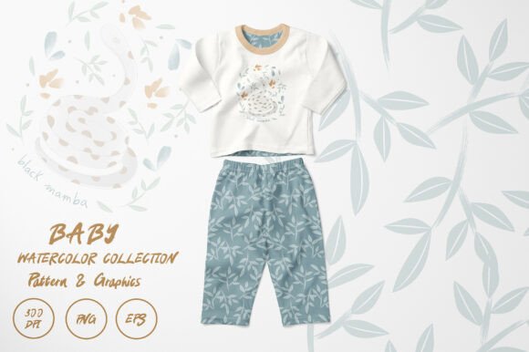 Download Watercolor Serpent &amp; Foliage Design - Serpent Collection