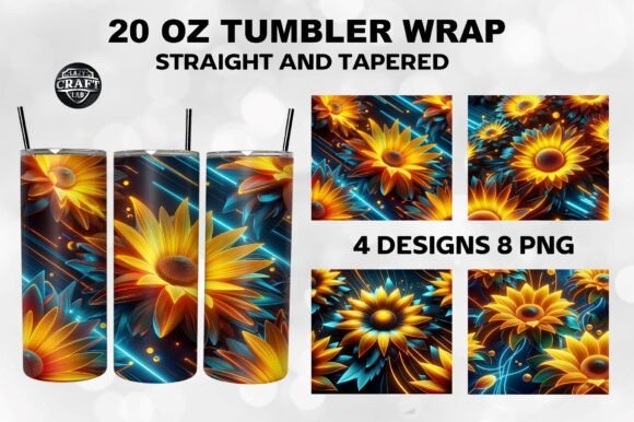 Download Neon 3D Sunflowers Tumbler Wrap Bundle - Neon 3d Collection